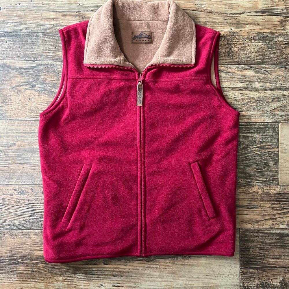 Pendleton reversible Red/tan Fleece Vest with Collar